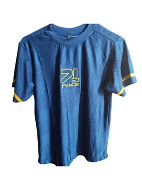 Nike 71 Women's Medium Perforated Blue Jersey Medium Short Sleeve Yellow Accents
